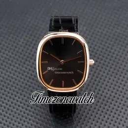 TW F New Golden Ellipse 5738R-001 Miyota 9015 Autoamtic Reloj para hombre Esfera negra Caja de oro rosa Correa de espuma Relojes para caballero Timezonewatch TWPP ZP-Z24F