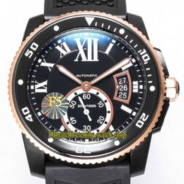 TW F5-versie Caliber De W2CA0004 Cal 1904-PS MC Automatische zwarte grote datumwijzer Lichtgevende herenhorloge Keramische ring Rubber Sport2771