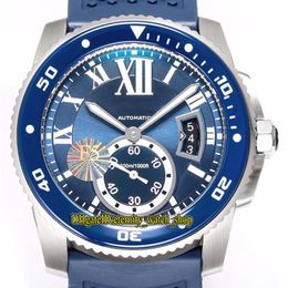 TW F5 Versie Kaliber de WSCA0011 CAL 1904-PS MC Automatisch blauw Big Date Dial Luminous Mens Watch Ceramic Bezel Rubber Sport 224i