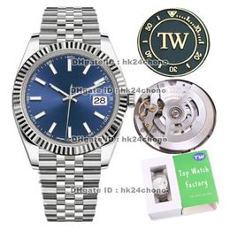 Tw Factory Montres de luxe 41mm Datejuste 904L Acier inoxydable Cal.3235 Montre automatique pour hommes 126334-0002 Sapphire Cristal Bleu Cadran SS Bracelet Gent Bracelet