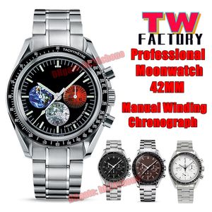 TW Factory Montres TWF Professional 42mm Moonwatch Mécanique à remontage manuel Chronographe Montre Homme Cadran Noir Bracelet en Acier Inoxydable 316L Montres Homme