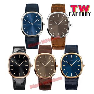 TW Factory Relojes de alta calidad Golden Ellipse Rose Gold Miyota 9015 Autoamtic Reloj para hombre 5738R-001 Sapphire Black Dial Correa de cuero Relojes de pulsera para caballeros