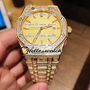 TW Nouveau 41mm 15400 15400ST Or Texture Cadran Miyota Automatique Montre Homme 316L Or Jaune 18K Plein Diamant Bande Montres Saphir Hello_Watch