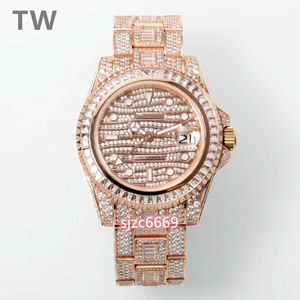 El reloj TW tiene un diámetro de 40 mm con un movimiento de dos tiempos 2824GMT espejo de cristal de zafiro correa de acero inoxidable 904L sistema de extensión de cadena ajustable de 5 mm