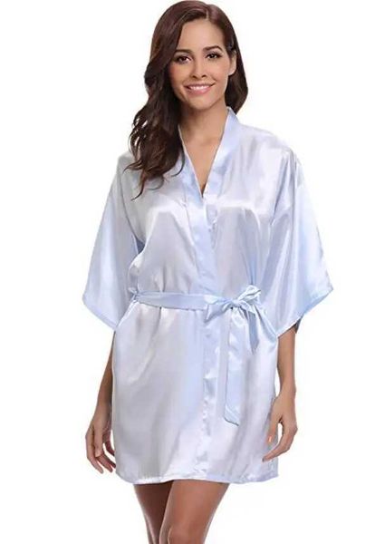Twai Sexy Pajamas RB032 2018 New Silk Kimono Robe Bathrobe Femmes Silk Bridesmaid Robes Sexy Navy Blue Robe Satin Robe Dames Boucbettes 2404101