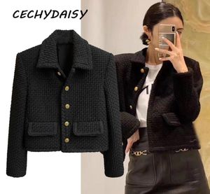 Tweed Jacket Autumn Winter 2020 Fashion Designer Brand Single Breasted Turndown Collar Black Coats Kleding Abrigo Mujer Abrigos L1468926