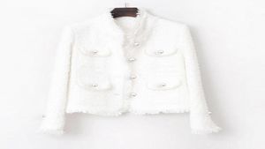 veste en tweed blanc perle incrusté 2020 automne hiver women039s veste nouvelle mince mince tweed dames coat4131540