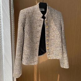 Tweed Corée Haute Qualité Courte veste en tweed femme Vêtements coréens bouton chic élégant hiver luxe designer vêtements manteau 240115