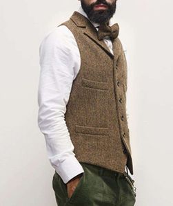 Costume en Tweed veste Steampunk col en V gilet mince mariage homme