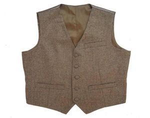 Tweed Vintage Rustiek Bruiloft Vest Bruin Vest Mannen Zomer Winter Slim fit Groom039s Dragen Heren Jurk Vesten Plus Size 6XL4261705