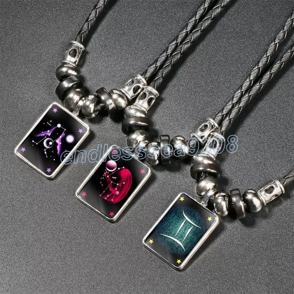 Douze Constellation Collier Hommes Black Galles Galtes Aquarius Poissons Scorpio Sagittaire Cape-Pendentif Capricorne Capricorne