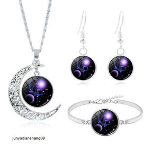 Ensemble de collier en cristal de douze Constellations, minimaliste, créatif, cadeau, Bracelet, boucle d'oreille, bijoux, ensemble de trois pièces