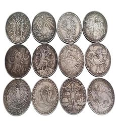 Twaalf Constellations Zodiac Collectible Coin Originele munten Set Holder Challenge Coin Creative Gift5783580