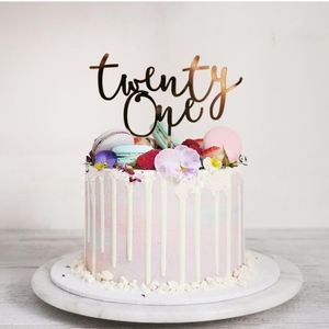 Eenentwintig gelukkige verjaardag acryl cake topper letters nummer 21 cupcake voor 21e feestdecoraties y200618