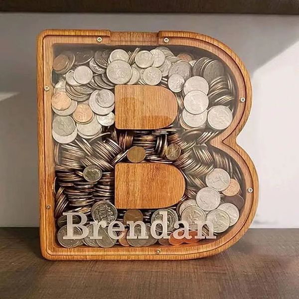 Vingt-six lettres Piggy Banks Boin Coin Jars Home Decor Rangement Box Decorations de bureau Artisanat Cadeaux de Noël 240518