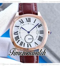 TWF Drive Cal.1904-PS MC Automatic Mens Watch WGNM0003 WSNM0004 WITTE TEXTURED DIAL ROSE GOUD CASE BRUIN LEDER RAND 40 MM HATCHES TIMEZONEWATCH E271A1