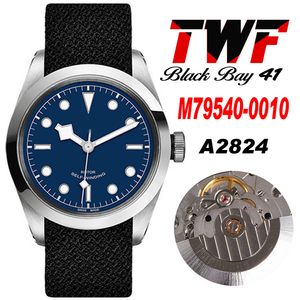 TWF achttig 41 mm 79540 A2824 Automatische heren Watch gepolijst stalen ringblauwe wijzerplaat zwarte stof band 9 stijlen super editie 2022 nieuwe horloges puretime i9