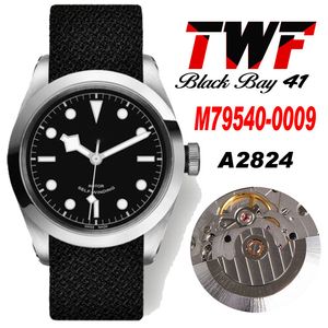 TWF FEESTE ACHTE 41MM 79540 A2824 Automatische heren Watch Polished Steel Bezel Black Dial Stoffe Strap 9 Styles Super Edition 2022 Nieuwe horloges Puretime G7