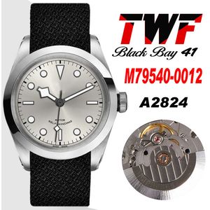 TWF FiveTy Acht 41mm 79540 A2824 Automatische Mens Watch Polished Steel Bezel Silver Dial Black Stof Strap 9 Styles Super Edition 2022 Nieuwe Horloges Puretime H8