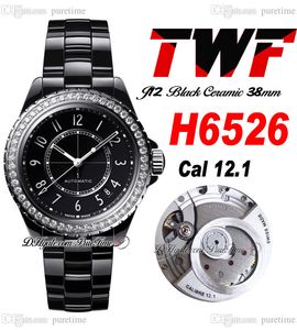 TWF J13 H6526 A12.1 Montre Unisexe Automatique Hommes Dames 38mm Corée Céramique Diamants Lunette Noir Cadran Céramique Bracelet Super Edition Montres Femmes Puretime D4