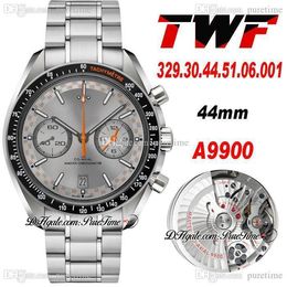 TWF Racing A9900 Cronógrafo automático Reloj para hombre Taquímetro bisel Esfera gris Pulsera de acero inoxidable Super Edition 329.30.44.51.06.001 Puretime B2