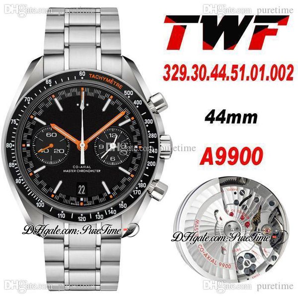 TWF Racing A9900 Chronographe automatique Montre pour homme Lunette tachymétrique Cadran noir Bracelet en acier inoxydable Super Edition 3329.30.44.51.01.002 Puretime c3