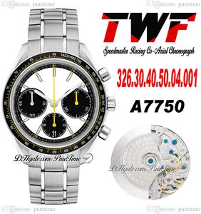 TWF Racing Master A7750 Automatische Chronograph Mens Watch Eta Tachymeter Bezel White Black Dial Stainless Steel Bracelet 326.30.40.50.06.001 Super Edition Puretime D4