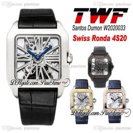 TWF Tom Holland Dumont Skeleton W2020033 Montre pour homme Suisse Ronda 4S20 Quartz Analogique Mécanique Bracelet en cuir bleu Super Edition PTC321Y