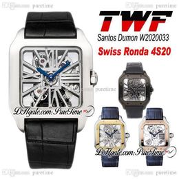 TWF Tom Holland Dumont Skeleton W2020033 Herrenuhr Swiss Ronda 4S20 Quarz Analog Mechanisch Blaues Lederarmband Super Edition PTC2054