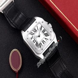 TWF V12 XL Reloj de cuarzo suizo para hombre Caja de acero de 42 mm Esfera blanca Marcador romano negro Correa de cuero Cristal de zafiro Puretime CART-T01-A1290g