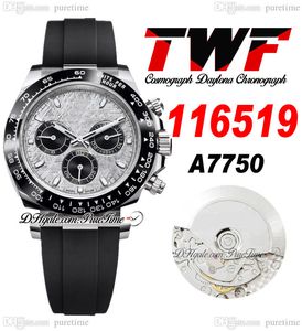 TWF V2 A7750 Automatische chronograaf Mens Watch Ceramic Bezel Meteorite Stick Dial Black OysterFlex Rubber Riem dezelfde seriële kaart Super Edition horloges Puretime A1