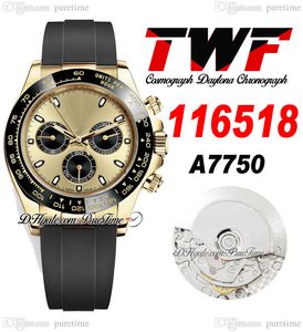 TWF V2 A7750 Chronographe automatique METTES MONTRE JAUNE GOLLE CÉRAMIQUE CHANGAGNE CIAUX Stick noir Oysterflex Rubber même carte de série Super Edition Puretime E5