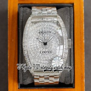 TWF V2 Cintree Curvex Automático Reloj para hombre Pavimentado Baguette Corte Caja de diamantes Iced Out Diamond Dial Pulsera de acero inoxidable Super Edition Eternity Joyas Relojes