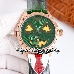 TWF V4S Japan NH35A Automatische heren Work Konstantin Chaykin Moon Fase Joker Green Dial 18k Rose Gold Steel Case NecTie Leather Riem Super Edition Eternity Watches