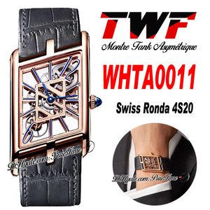 TWF WHTA0011 Zwitsers Ronda 4S20 Quartz Unisex Watch Montre Asymetrique Mens Ladies Watches Rose Gold Skeleton Dial Gray Leather Dames Super Edition Puretime F6