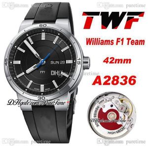 TWF Williams F1 Team TT1 Día Fecha A2836 Reloj automático para hombre Caja de acero de 42 mm Esfera negra Marcadores de barra Correa de caucho Relojes 2021 01 735 7752 4154-07 4 24 06FC Puretime