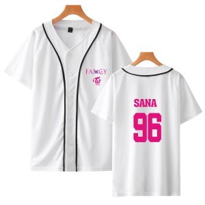 Twice Baseball Shirt Women Men Kpop Jersey T-shirt Summer Sport Baseball Uniforme à manches courtes Tops deux fois Fans une fois des vêtements