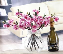 Twig sakura simulación flor doble sakura rama corta botella flor decoración de la mesa del hogar