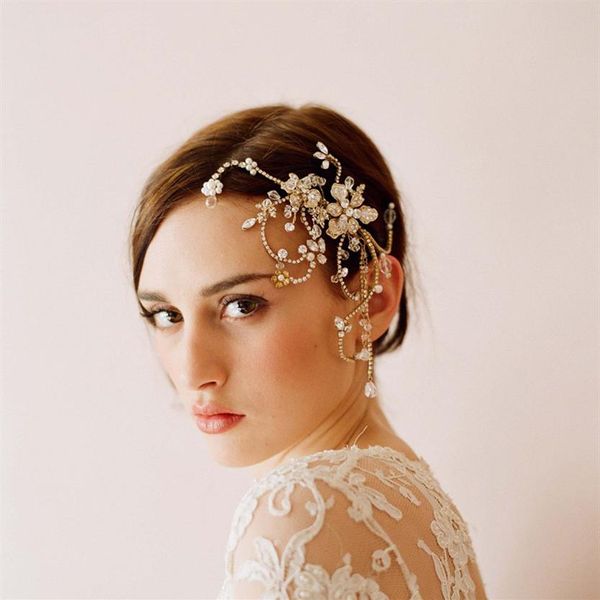 Twigs Honey Wedding Headpieces Accesorios para el cabello Peine nupcial con perlas Cristales Mujeres Joyería para el cabello Nupcial Headwear BW-HP01269b