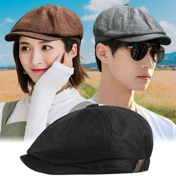 Casquette plate à serperie pour hommes femmes Herringbone Newsboy Caps British Style Octogonal Hat Solid Green Red Detective Cabbie Beret Hat