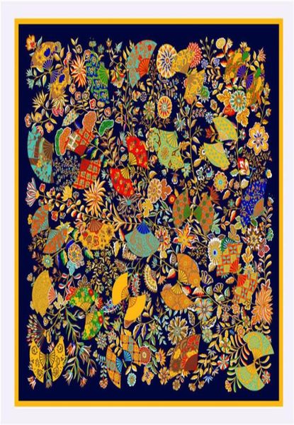 Foulard en soie sergé femmes couleur papillon impression foulards carrés enveloppes de mode Foulards féminins grand Hijab châles foulard 130CM3513102