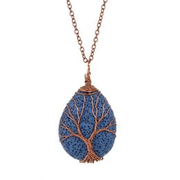 Twine Lava Stone Tree of Life Ketting DIY Aromatherapie Essentiële Olie Diffuser Life Tree Necklace voor Dames Sieraden