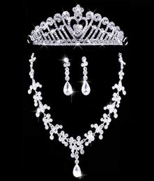 Collier scintillant boucles d'oreilles ensemble couronne de mariée diadèmes bijoux de mariée accessoires ensembles de fête de mariage S001 5395329