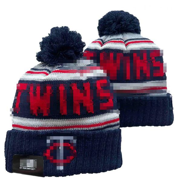 Twins Beanies Miami Beanie Cap Laine Chaud Sport Tricot Chapeau Baseball Équipe Nord-Américaine Rayé Sideline USA College Cuffed Pom Chapeaux Hommes Femmes a0