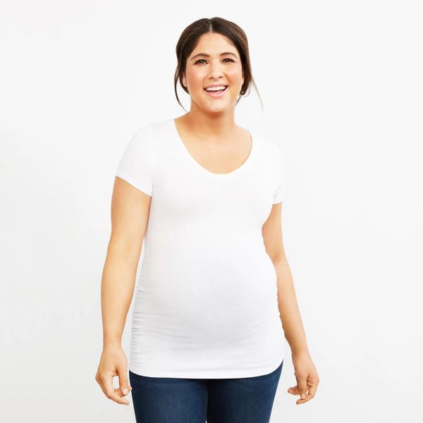 Twins Footprint Maternity Plus taille TEES TOPS SUMME T-shirt de maternité enceinte d'été