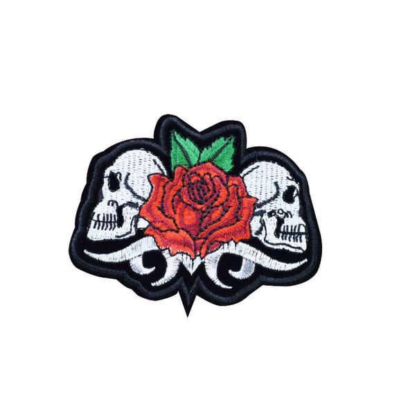 Calavera de gemelos con parches de rosas para ropa de hierro de transferencia Patch de apliques para chaqueta Jeans DIY Cose en la insignia bordada 1pcs6968409