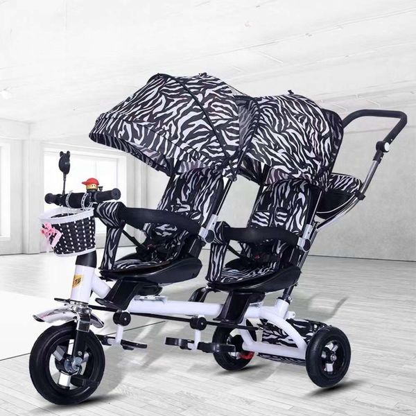 Twins Wholesale- Poussette Enfant Vélo Poussette Sièges Bébé pour Jumeaux Pliant Trois Roues Poussettes Personnalisation manuelle Marque de luxe Matériel de haute qualité