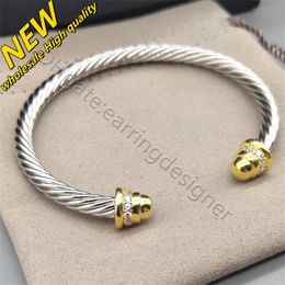 Bracelet Twist Bracelet Designer Twisted Pearl Head Women Fashion Bracelets polyvalents Bijoux Platinum Mariage plaqué 5 mm 4 mm d'épaisseur 6qxk