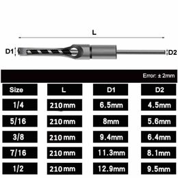 Twist Drill Bits Herramientas de perforación de carpintería kit Set cuadrado de la sinfín de sinfín de perforación de cincel sierra cuadrada Sierra extendida 6.35 mm ~ 12.7 mmmmm