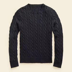 Suéter Twist para hombre, otoño e invierno, jersey grueso con marca de pony, jersey de cuello redondo, suéter cálido de algodón puro con mangas largas